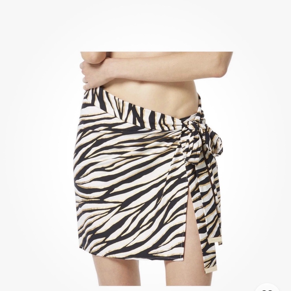 Michael Kors Black and Cream Zebra Sarong
